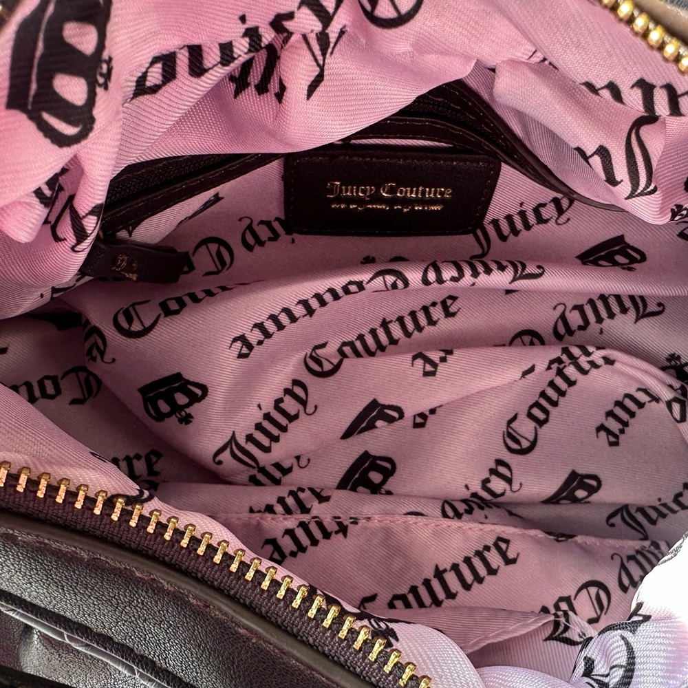 NWT Juicy Couture Exclusive Chocolate Romance Hobo Shoulder Bag with Pink Bow - Picture 7 of 9